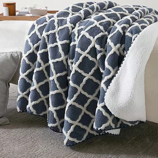 Jacquard Cationic Dyed Sherpa Fleece Blanket