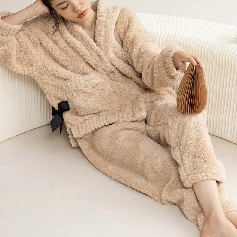 Plain Dyed Caramel Sherpa Fleece Pajama