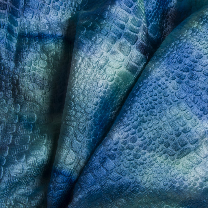 Tie Dyed Crocodile Emboss Design Super Soft Velvet